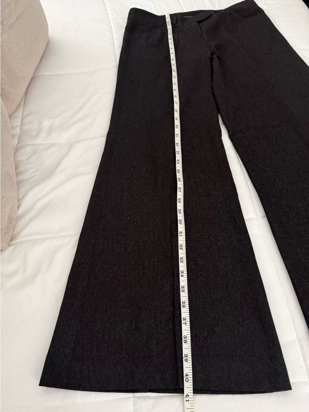 Theory Womens Charcoal Gray Ronne Wide Flared Leg Wool Blend Flannel Size 8 - Picture 10 of 11